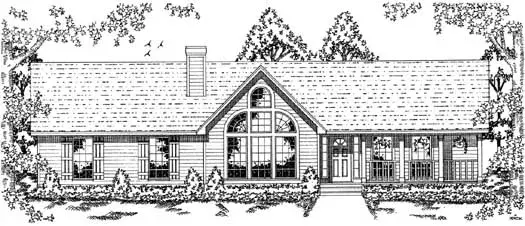 Country house plans 75-375 - front exterior, 1,911 sq ft, 4 bed, 2 bath house plans | Monster House Plans