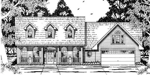 Country house plans 75-378 - front exterior, 1,915 sq ft, 3 bed, 2 bath house plans | Monster House Plans