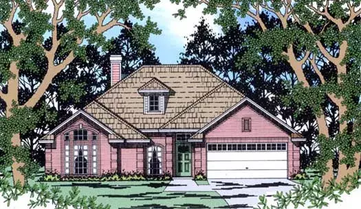 Traditional house plans 75-387 - front exterior, 1,931 sq ft, 4 bed, 2 bath house plans | Monster House Plans