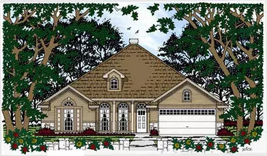 Traditional house plans 75-392 - front exterior, 1,947 sq ft, 4 bed, 2 bath house plans | Monster House Plans
