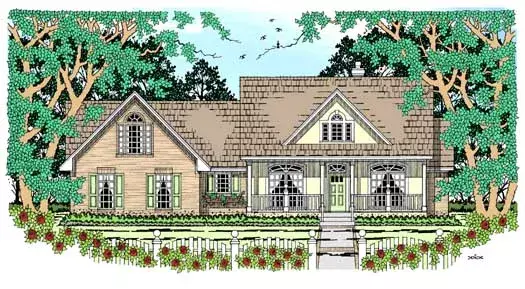 Country house plans 75-394 - front exterior, 1,953 sq ft, 4 bed, 2 bath house plans | Monster House Plans