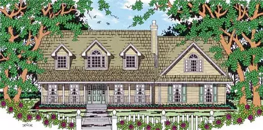 Country house plans 75-396 - front exterior, 1,967 sq ft, 3 bed, 2 bath house plans | Monster House Plans