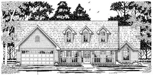 Country house plans 75-404 - front exterior, 2,000 sq ft, 3 bed, 2 bath house plans | Monster House Plans