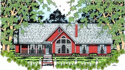 Country house plans 75-406 - front exterior, 2,002 sq ft, 4 bed, 2 bath house plans | Monster House Plans