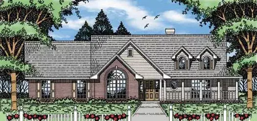 Country house plans 75-411 - front exterior, 2,020 sq ft, 4 bed, 2 bath house plans | Monster House Plans