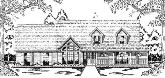 Country house plans 75-413 - front exterior, 2,028 sq ft, 4 bed, 2 bath house plans | Monster House Plans