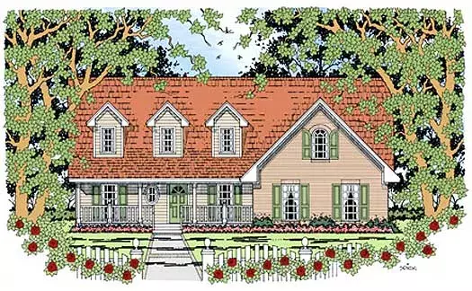 Country house plans 75-414 - front exterior, 2,035 sq ft, 3 bed, 2 bath house plans | Monster House Plans
