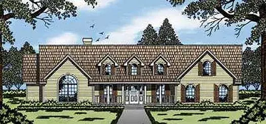 Country house plans 75-417 - front exterior, 2,040 sq ft, 4 bed, 2 bath house plans | Monster House Plans