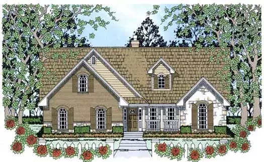 Traditional house plans 75-422 - front exterior, 2,065 sq ft, 4 bed, 2 bath house plans | Monster House Plans