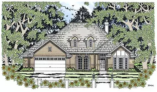 Traditional house plans 75-425 - front exterior, 2,071 sq ft, 3 bed, 2 bath house plans | Monster House Plans