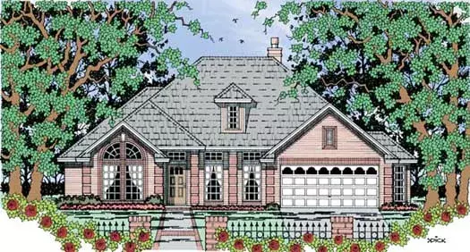Traditional house plans 75-438 - front exterior, 2,116 sq ft, 4 bed, 2 bath house plans | Monster House Plans