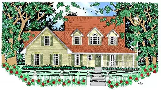 Country house plans 75-441 - front exterior, 2,139 sq ft, 3 bed, 2 bath house plans | Monster House Plans