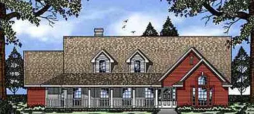 Country house plans 75-451 - front exterior, 2,194 sq ft, 3 bed, 2 bath house plans | Monster House Plans
