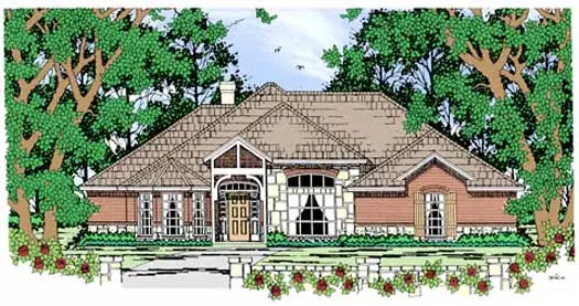 Traditional house plans 75-454 - front exterior, 2,210 sq ft, 4 bed, 2 bath house plans | Monster House Plans