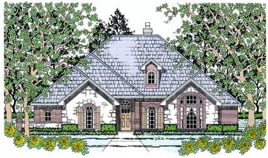 Traditional house plans 75-456 - front exterior, 2,220 sq ft, 4 bed, 2 bath house plans | Monster House Plans