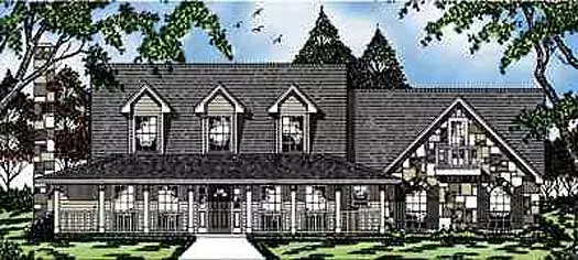 Country house plans 75-458 - front exterior, 2,237 sq ft, 3 bed, 2 bath house plans | Monster House Plans