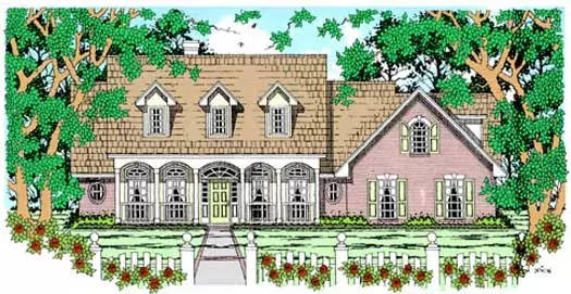 Southern house plans 75-462 - front exterior, 2,269 sq ft, 4 bed, 2 bath house plans | Monster House Plans