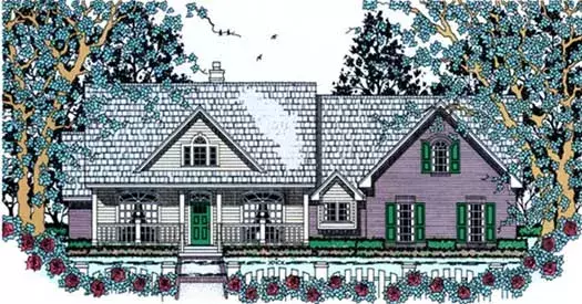 Country house plans 75-466 - front exterior, 2,290 sq ft, 4 bed, 2 bath house plans | Monster House Plans