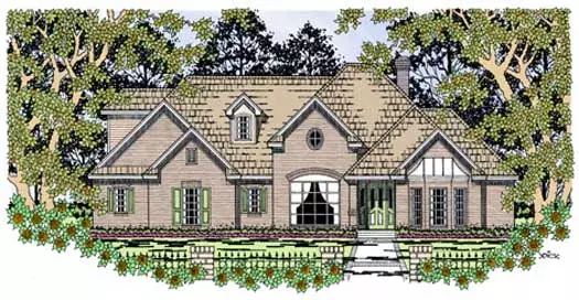 European house plans 75-469 - front exterior, 2,413 sq ft, 4 bed, 2 bath house plans | Monster House Plans