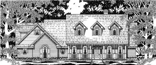 Southern house plans 75-478 - front exterior, 2,522 sq ft, 4 bed, 2 bath house plans | Monster House Plans