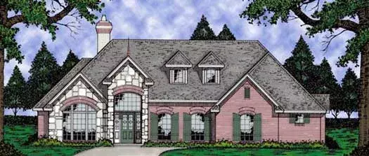 European house plans 75-480 - front exterior, 2,544 sq ft, 3 bed, 2 bath house plans | Monster House Plans