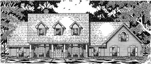 Southern house plans 75-484 - front exterior, 2,665 sq ft, 3 bed, 2 bath house plans | Monster House Plans