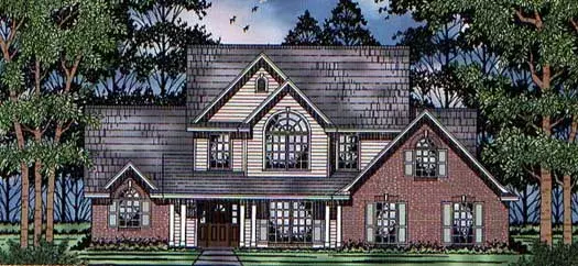 Country house plans 75-487 - front exterior, 2,829 sq ft, 4 bed, 2 bath house plans | Monster House Plans