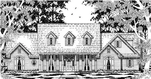 Southern house plans 75-488 - front exterior, 2,842 sq ft, 4 bed, 2 bath house plans | Monster House Plans