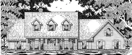 Southern house plans 75-491 - front exterior, 3,105 sq ft, 3 bed, 2 bath house plans | Monster House Plans