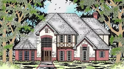 European house plans 75-493 - front exterior, 3,181 sq ft, 4 bed, 2 bath house plans | Monster House Plans