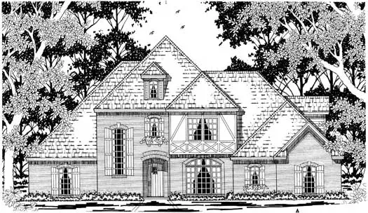 European house plans 75-494 - front exterior, 3,232 sq ft, 4 bed, 2 bath house plans | Monster House Plans