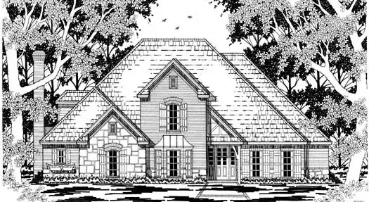 European house plans 75-495 - front exterior, 3,321 sq ft, 5 bed, 3 bath house plans | Monster House Plans