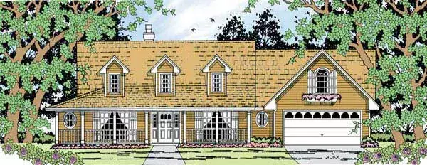 Country house plans 75-509 - front exterior, 1,627 sq ft, 3 bed, 2 bath house plans | Monster House Plans