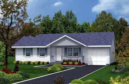Traditional house plans 77-104 - front exterior, 988 sq ft, 3 bed, 1 bath house plans | Monster House Plans