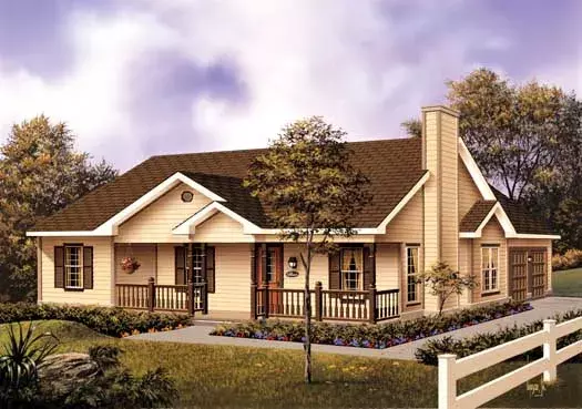 Traditional house plans 77-107 - front exterior, 1,501 sq ft, 3 bed, 2 bath house plans | Monster House Plans