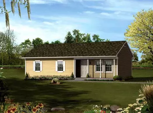 Ranch house plans 77-113 - front exterior, 1,160 sq ft, 3 bed, 1 bath house plans | Monster House Plans