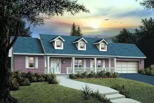Country house plans 77-123 - front exterior, 1,400 sq ft, 3 bed, 2 bath house plans | Monster House Plans