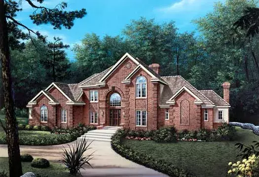 European house plans 77-124 - front exterior, 3,222 sq ft, 4 bed, 3 bath house plans | Monster House Plans