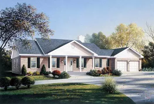 Traditional house plans 77-125 - front exterior, 1,674 sq ft, 3 bed, 2 bath house plans | Monster House Plans