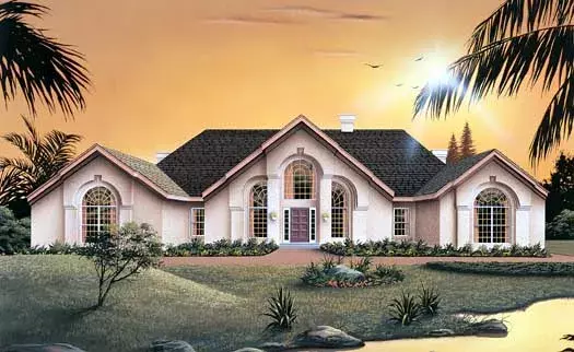 Florida house plans 77-127 - front exterior, 3,810 sq ft, 3 bed, 2 bath house plans | Monster House Plans