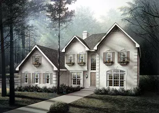 European house plans 77-134 - front exterior, 2,716 sq ft, 4 bed, 4 bath house plans | Monster House Plans