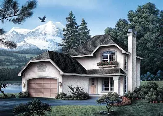 European house plans 77-138 - front exterior, 1,492 sq ft, 3 bed, 2 bath house plans | Monster House Plans