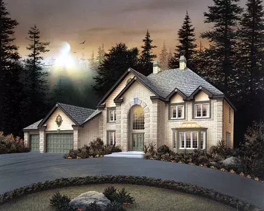 European house plans 77-141 - front exterior, 3,850 sq ft, 5 bed, 3 bath house plans | Monster House Plans