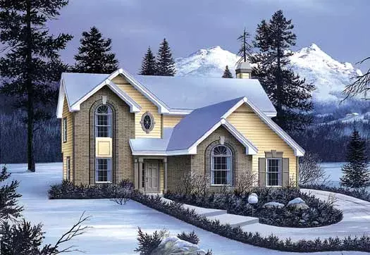 Traditional house plans 77-166 - front exterior, 1,700 sq ft, 4 bed, 2 bath house plans | Monster House Plans