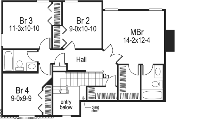 Upper/Second Floor Plan:77-166