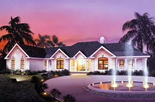 Mediterranean house plans 77-182 - front exterior, 2,808 sq ft, 3 bed, 2 bath house plans | Monster House Plans