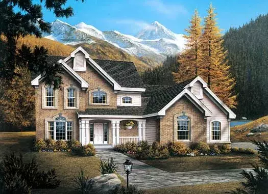 Traditional house plans 77-188 - front exterior, 3,138 sq ft, 4 bed, 3 bath house plans | Monster House Plans