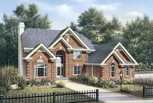 European house plans 77-196 - front exterior, 3,657 sq ft, 4 bed, 3 bath house plans | Monster House Plans