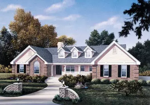 Country house plans 77-202 - front exterior, 1,978 sq ft, 4 bed, 2 bath house plans | Monster House Plans