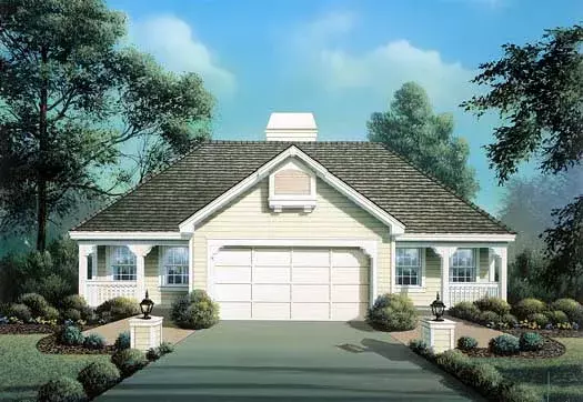 Traditional house plans 77-220 - front exterior, 844 sq ft, 2 bed, 2 bath house plans | Monster House Plans